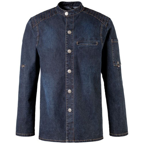 Exner 225 - Kochjacke Bikerstyle, langarm, Druckknöpfe : royal blue 78% Baumwolle 22% Elasthan 3XL Image