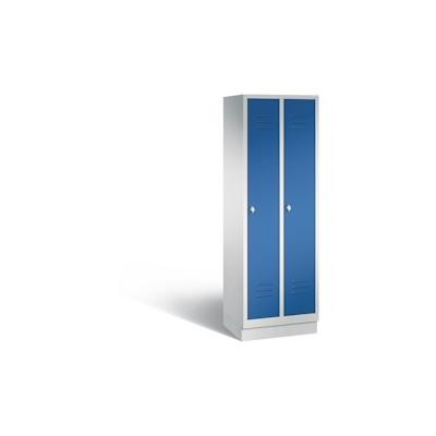 C+P Spind Classic mit Sockel | 2 Abteile | HxBxT 180x30x50cm | Lichtgrau/Enzianblau von PROREGAL Image