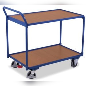 VARIOfit Tischwagen, Tragl. 250kg, Griff Holzplatte, Ladefl. LxB 850x500mm, Holzböden, RAL5010 Image