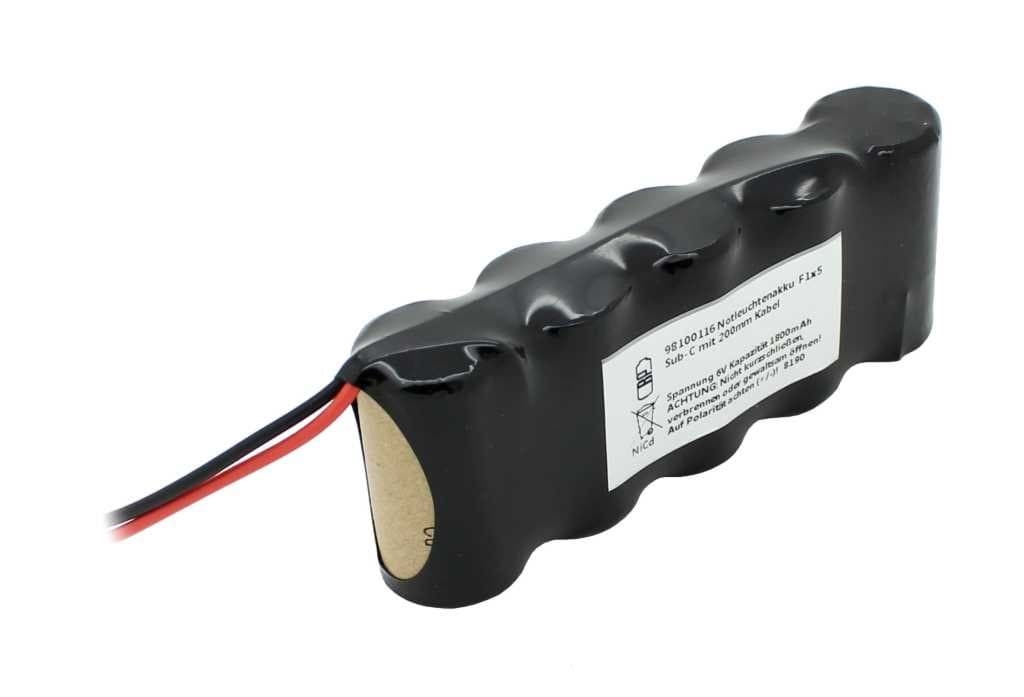 AccuCell Notleuchtenakku NiCd 6V 1800mAh F1x5 Sub-C mit 200mm Kabel einseitig ersetzt 6 V Akku Image
