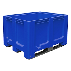 BRB Großbox mit 3 Kufen, LxBxH 1200 x 1000 x 760 mm, geschlossen, blau, PE-HD, lebensmittelecht Image