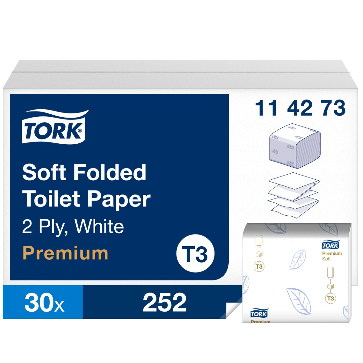 Tork Premium Recycelt 100% Toilettenpapier T3 2-lagig 114273 30 Stück à 252 Blatt Image