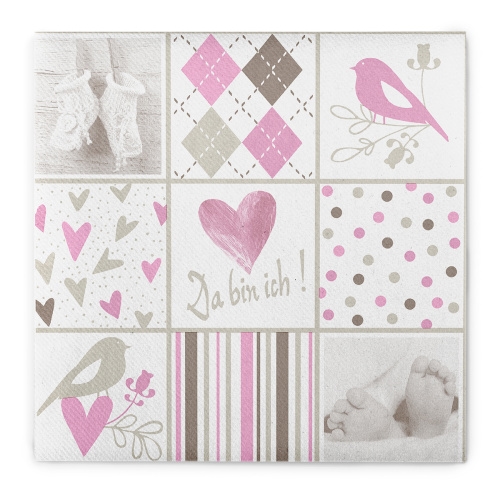 Sovie HORECA Serviette Baby in Rosa aus Linclass® Airlaid 40 x 40 cm, 50 Stück - Babyshower Geburt Taufe Image