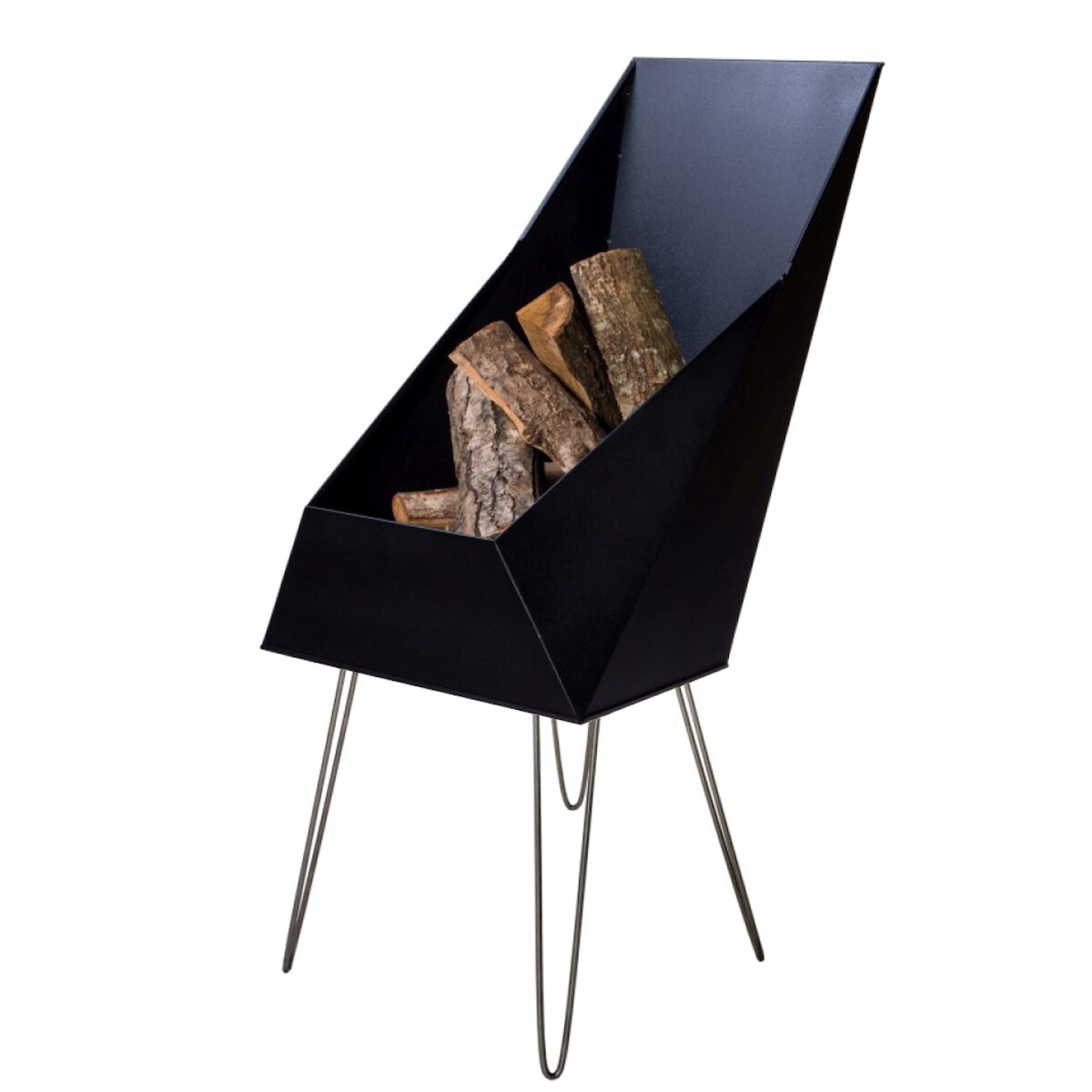 VASNER Merive M4 Feuerkorb schwarz mit vier Edelstahl Beinen, Stealth Look, hohe Rückwand für gezielte Wärmestrahlung Image