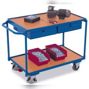 VARIOfit Tischwagen, Tragl. 250kg, Griff Holzplatte, Ladefl. LxB 1000x600mm, Holzböden Image