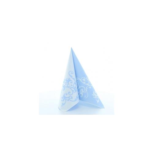 Mank Serviette Airlaid Pomp in Pastellblau-Weiß, 40 x 40 cm, 50 Stück – Ornamente Taufe Hochzeit
