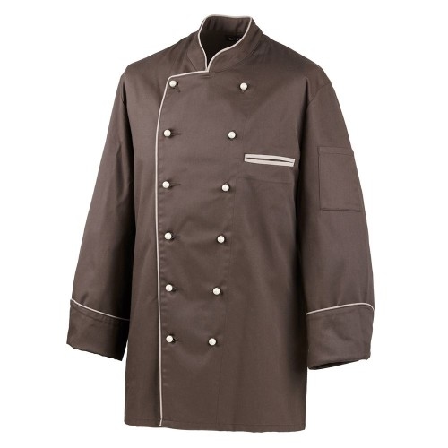 Exner 210 - Kochjacke langarm, Fb. braun, Paspel sand : sand 65% Polyester 35%Baumwolle 220 g/m² L Image
