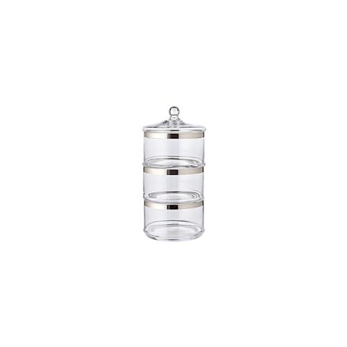 EDZARD Glasdose Vigo (3-stöckig ø 19cm) mit Deckel, mundgeblasenes Kristallglas mit Platinrand, Bonbonglas