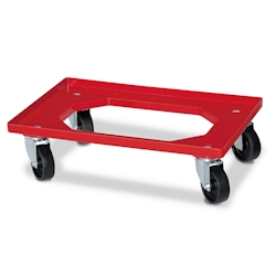 BRB Transportroller/Logistikroller für Eurobehälter 600 x 400 mm, rot, schwarze Kunststoffräder, Tragkraft 250 kg Image