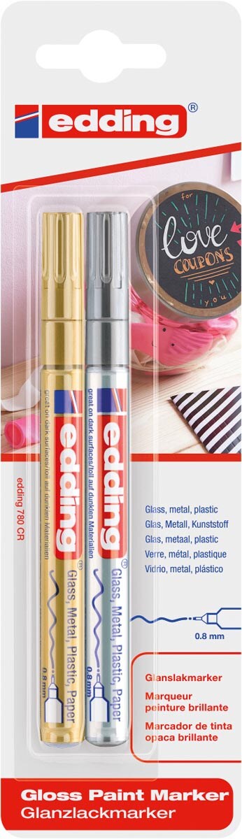 edding 780 Glanzlackmarker sortiert gold, silber (2er Blister) Image