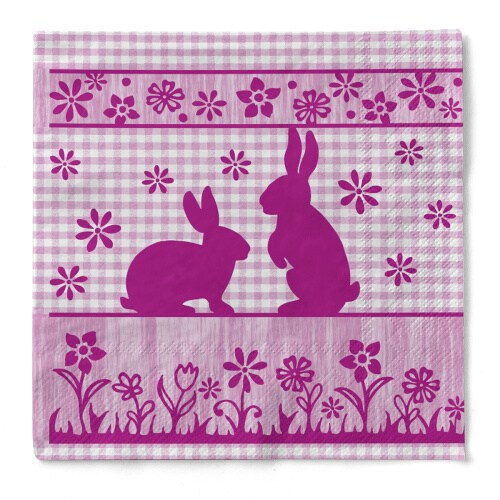 Sovie HORECA Serviette Joni-Rabbits in Beere aus Tissue 33 x 33 cm, 100 Stück - Ostern Image