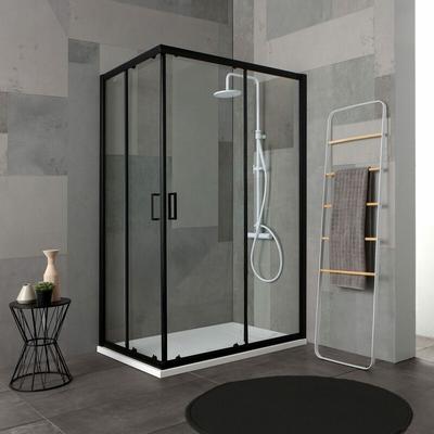 Duschgehäuse 80X100 H 190 Profil Schwarz Transparent Kristall I City