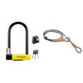 Kryptonite New York Lock Standard (10x20cm) Fahrradschloss, Yellow, 10 x 20 cm & Schlaufenkabel Krypto Flex 213 cm, ⌀10 mm, grau