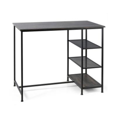 Costway Industrial Dining Bar Pub Table with Metal Frame and Storage Shelves