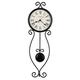 Howard Miller Ivana Wall Clock 625-495 – Wrought-Iron, Antique Black Finish with Gold Highlights, Black Pendulum Bob, Antique Black Bezel, Quartz Movement