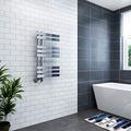Warmehaus 800 x 450 mm Chrome Flat Designer Heated Towel Rail Radiator - Best for any Bathroom & Kitchen