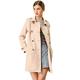 Allegra K Women's Notched Lapel Double Breasted Faux Suede Trench Coat Jacket with Belt Apricot 8