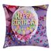 East Urban Home Happy Birthday Indoor/Outdoor 36" Throw Pillow Cover Polyester | 36 H x 36 W x 0.1 D in | Wayfair C83C0F67AB17419DB4A6A08F8ABA5B47