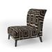 Slipper Chair - East Urban Home Golden Luxury Metallic Geometrics XII - Mid-Century Upholstered Slipper Chair Polyester in Black/Brown | Wayfair