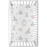 Sweet Jojo Designs Bunny Floral Mini Fitted Crib Sheet Polyester in Gray/White | 24 W x 38 D in | Wayfair MiniSheet-BunnyFloral-PRT