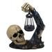 The Holiday Aisle® Skeleton Rising from The Grave Holding Solar Powered Lantern Led Resin in Brown | 12.5 H x 11.25 W x 6.5 D in | Wayfair
