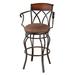 Red Barrel Studio® Hughey Swivel Counter, Bar & Extra Tall Stool Upholstered/Metal in Black/Brown | 43.5 H x 16.5 W x 16.5 D in | Wayfair