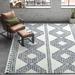 Blue/White 94 x 1.18 in Area Rug - Steelside™ Julien Geometric Trellis Shag White/Cream/Blue Area Rug Polypropylene | 94 W x 1.18 D in | Wayfair