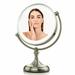 Orren Ellis 9.5" Lighted Tabletop Makeup Mirror, Magnifier, Adjustable Spinning Metal in Gray | 15 H x 6 W x 11 D in | Wayfair