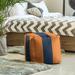 East Urban Home Auburn Stripes Cube Ottoman Polyester/Fade Resistant/Scratch/Tear Resistant in Orange/Blue | 13 H x 13 W x 13 D in | Wayfair