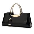 jessie Patent Leather Structured Shoulder Handbag Women Evening Party Satchel Crossbody Top Handle Bags, Black, One Size