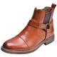 rismart Men's Leather Ankle Chelsea Boots Toe Cap Zip Stylish Booties SN01910(Tan,6.5 UK)