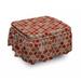 East Urban Home Geometric Retro Anise Stars Motif 2 Piece Box Cushion Ottoman Slipcover Set Polyester in Gray/Red | 16 H x 38 W x 0.1 D in | Wayfair