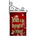 Breeze Decor Jesus is the Reas on Burlap Winter Nativity Impressions Decorative 2-Sided Polyester 19 x 13 in. Flag Set in Red | Wayfair