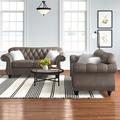 Canora Grey Ashaz 2 Piece Faux Leather Living Room Set Faux Leather in Brown | 37 H x 93 W x 35 D in | Wayfair Living Room Sets