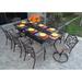 Fleur De Lis Living Lawerence 9 Piece Outdoor Dining Set w/ Cushions Metal in Brown | 29 H x 60 W x 38 D in | Wayfair