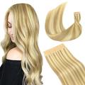 Googoo 14" Tape in Hair Extensions Ombre Light Blonde Highlighted Golden Blonde Straight Remy Tape in Human Hair Extensions 50g/20pcs
