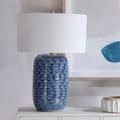 Uttermost Sedna 27" Blue Wavy Texture Ceramic Table Lamp