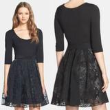 Anthropologie Dresses | Anthro Tracy Reese Eliza Dress Black Fit & Flare Knit Top Lace Bottom | Color: Black | Size: 6
