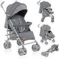 LIONELO Irma Kinderwagen bis 15 kg, Kinderwagen, leichter moderner Kinderwagen mit Liegefunktion, faltbar, große 6-Zoll-Räder, großer Korb, Tasche, Moskitonetz