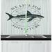 East Urban Home 2 Piece Blue Nautical We Live for Adventure Marine Calligraphy w/ a Shark Kitchen Curtain Set | 39 H x 55 W x 2.5 D in | Wayfair