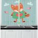 East Urban Home 2 Piece Fox Nursery Themed Illustration of Animal w/ Dress & Bow Kitchen Curtain Set Polyester | 39 H x 55 W x 2.5 D in | Wayfair