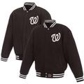 Men's JH Design Black Washington Nationals Embroidered Logo Reversible Wool Full-Snap Jacket