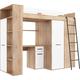 FurnitureByJDM High Sleeper Bed with Desk, Wardrobe and Bookcase - VERANA R - (Sonoma Oak/White)