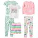 Simple Joys by Carter's Mädchen 6-Piece Snug Fit Cotton Pajama Pyjama-Set, Minzgrün Regenbogen/Rosa/Weiß Dinosaurier/Einhorn/Streifen, 3 Jahre (3er Pack)