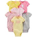 Simple Joys by Carter's Baby Mädchen 6-Pack Short-Sleeve Bodysuit Body, Rosa/Gelb, 3-6 Monate (6er Pack)