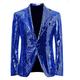 Leader of the Beauty Mens Sequin One Button Blazer Slim Fit Jacket Shiny Tuxedo Suits Jacket 50 chest/44waist Royal Blue