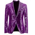 Leader of the Beauty Mens Sequin One Button Blazer Slim Fit Jacket Shiny Tuxedo Suits Jacket 44 chest/38waist