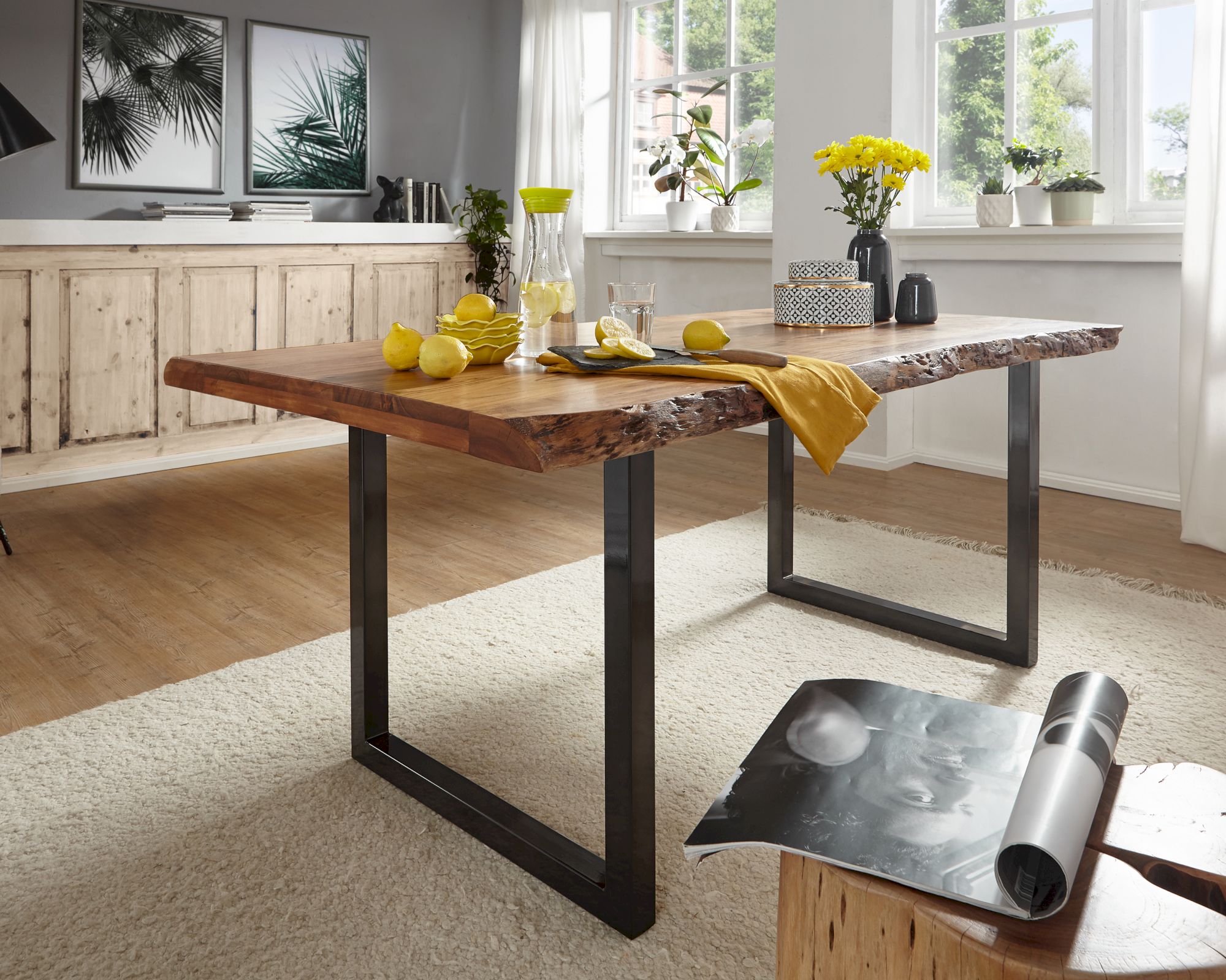 3S Frankenmöbel »Bern« Massivholz Esstisch Akazie lackiert TI-0481 / Akazie / 160x90 cm / schwarz Image