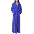 Womens Ladies Velour Dressing Gown Twin Front Pockets Luxury Blue X-Large