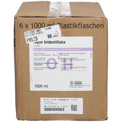 Aqua Bidest Plastik 6x1000 ml Infusionslösung Image